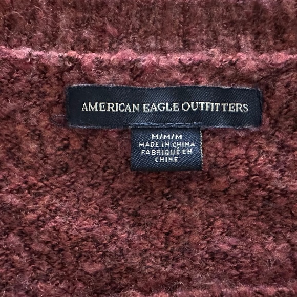 American Eagle Outfitters Women's Burgundy Mix Bell Sleeve Sweater Size M EUC - Picture 4 of 10